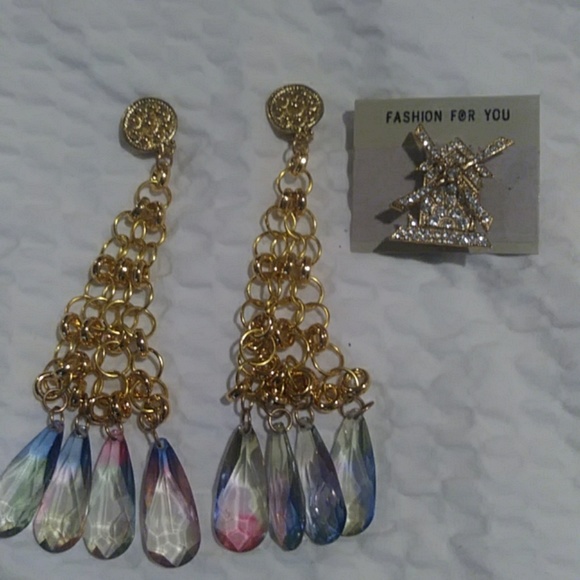 Dangle Clip Earrings/ brooch - Picture 1 of 3